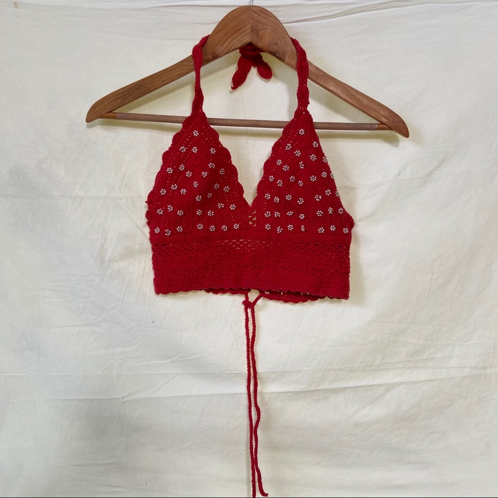 MOB bead detailed crocheted bikini top